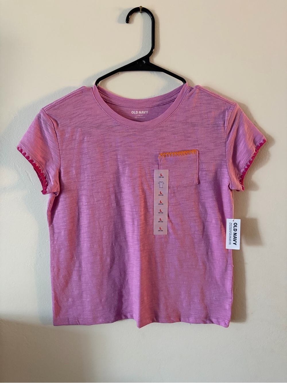 NWT Old Navy Softest Stitch-Trim Pocket Tee, Girls’ L 10-12